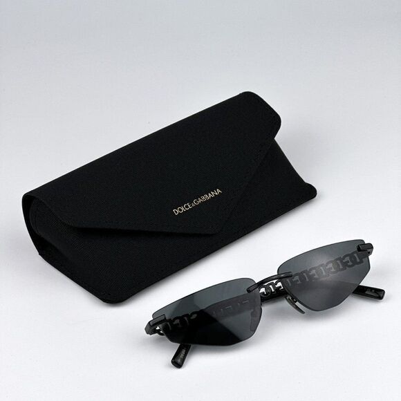NEW D&G DG2301 01/87 Essentials Black Grey Rimless Rectangle Women Sunglasses - Picture 1 of 11